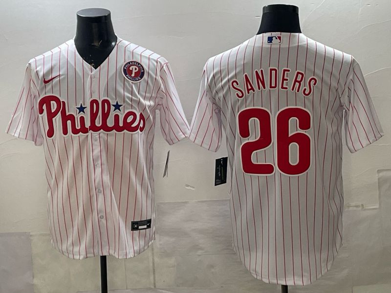 Men Philadelphia Phillies #26 Sanders White Stripe 2026 Nike Game MLB Jersey 003->philadelphia phillies->MLB Jersey